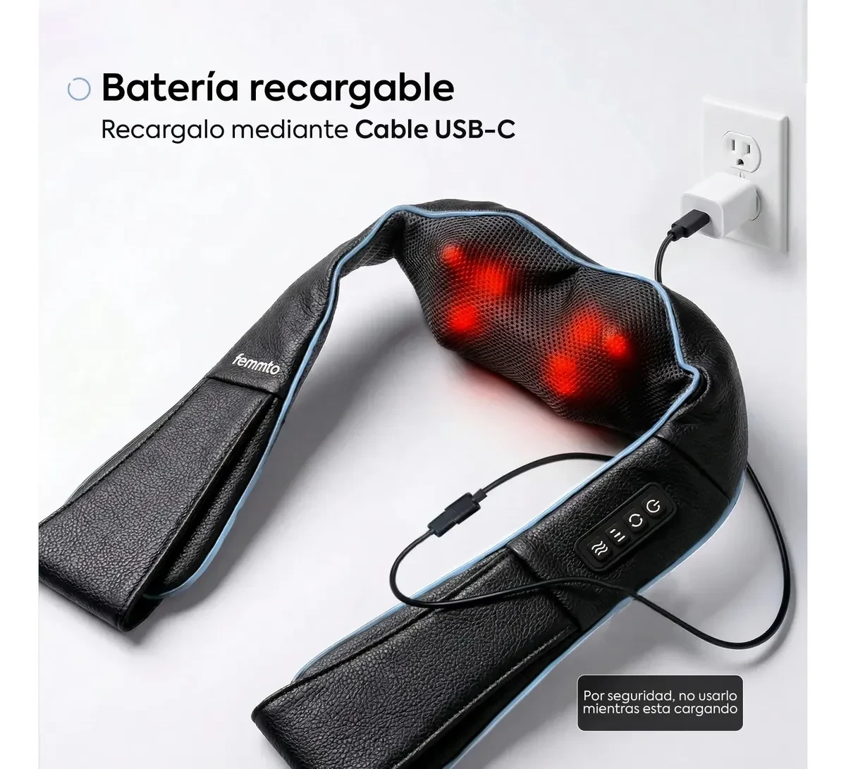 Masajeador cervical Shiatsu Femmto inalámbrico con calor foto 4